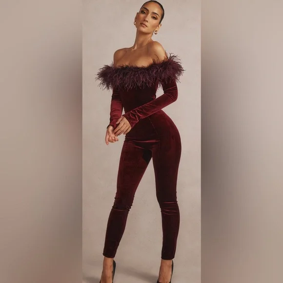 SALIMABLACK CHERRY VELVET JUMPSUIT
